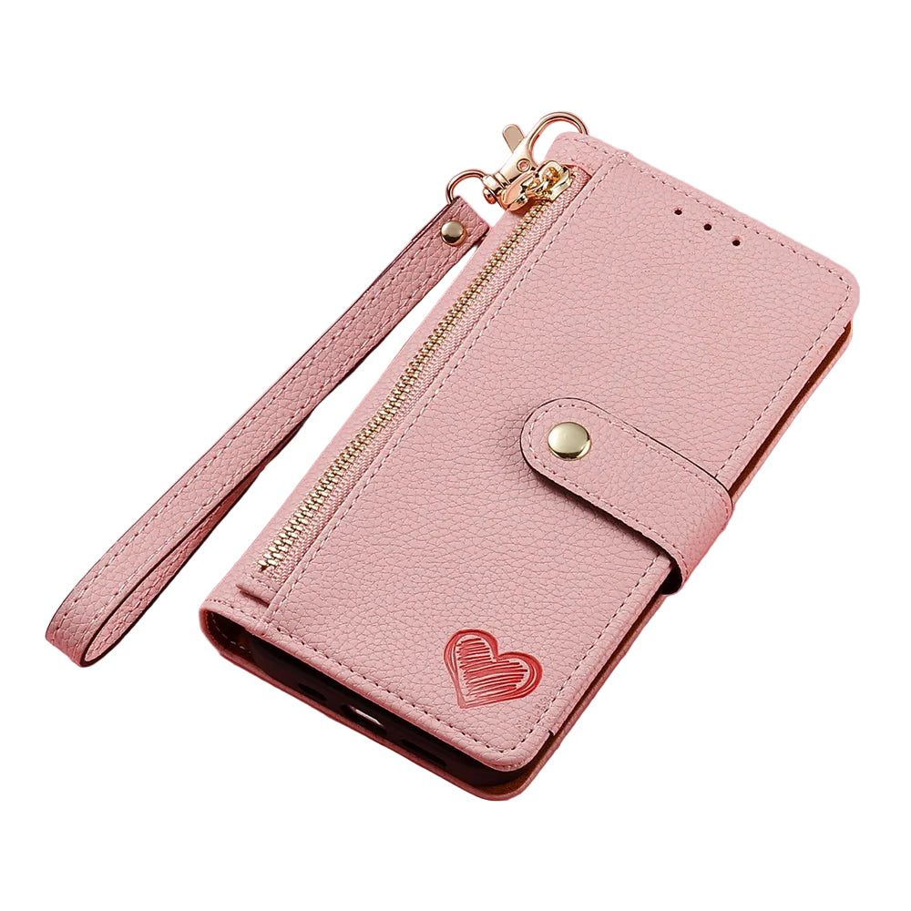 RFID Blocking Leather Zipper Wallet Phone Case with Wrist Strap for iPhone 17 Series