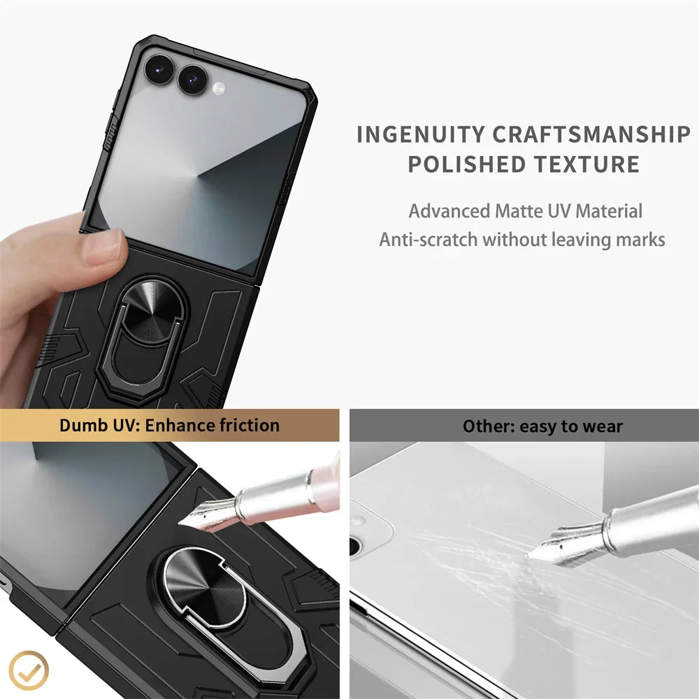 Heavy Duty Shockproof Case with 360° Ring Stand for Samsung Galaxy Z Flip 7