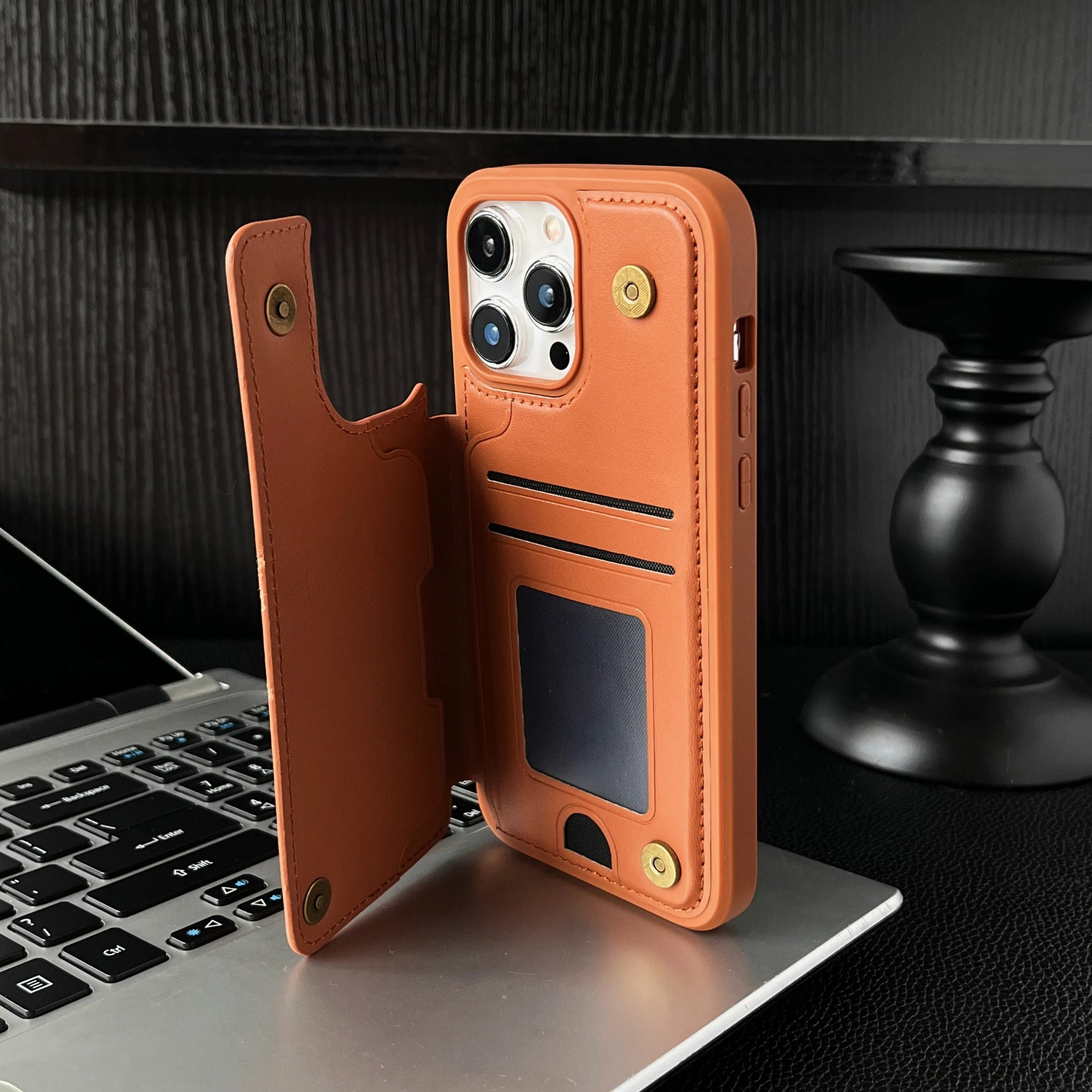 Shockproof Slim Case with Card Slot & Stand for iPhone 16 Series