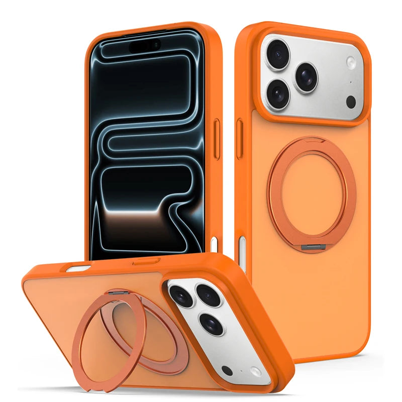 Matte PC TPU MagSafe Case with 360° Rotating Ring Stand for iPhone 18 Series