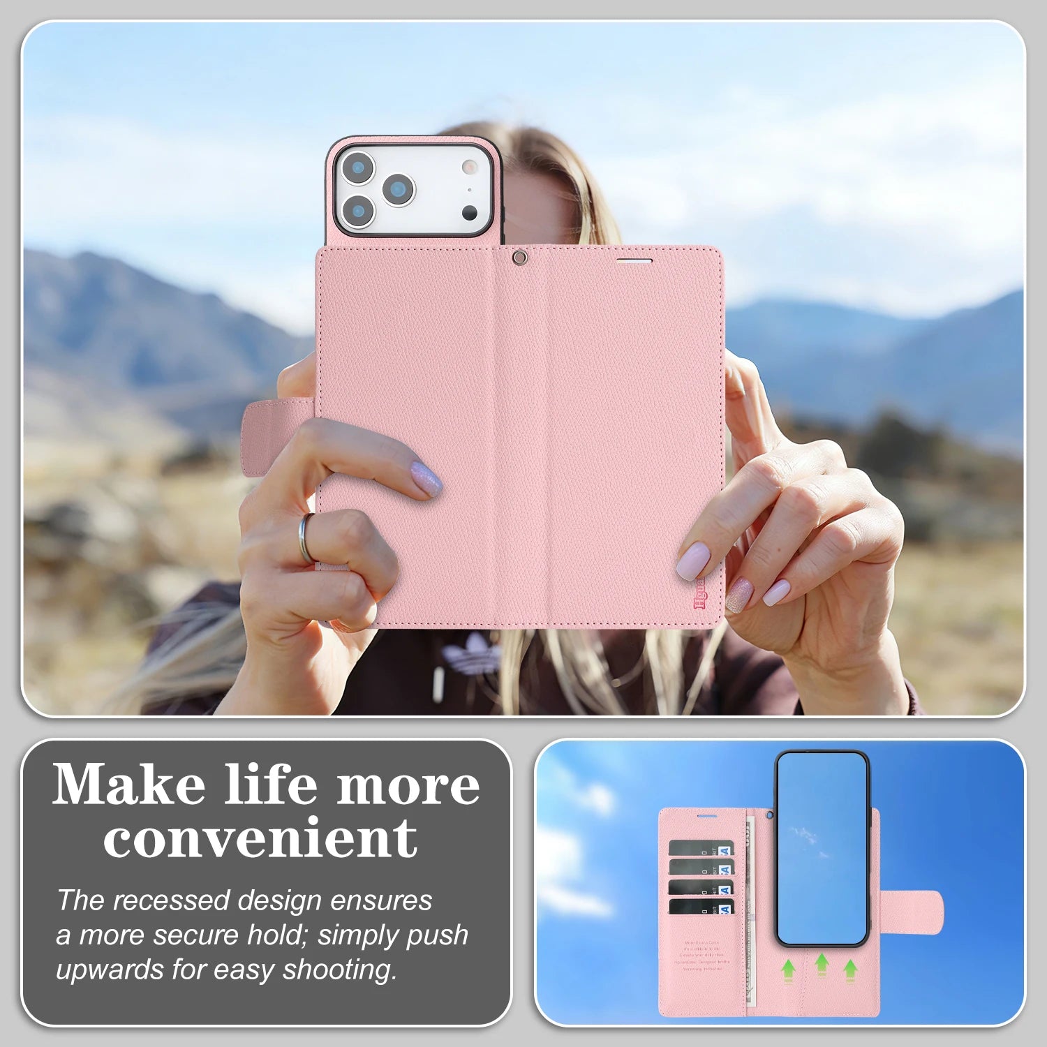 iPhone 17 Series Leather Flip Case with RFID Card Slots