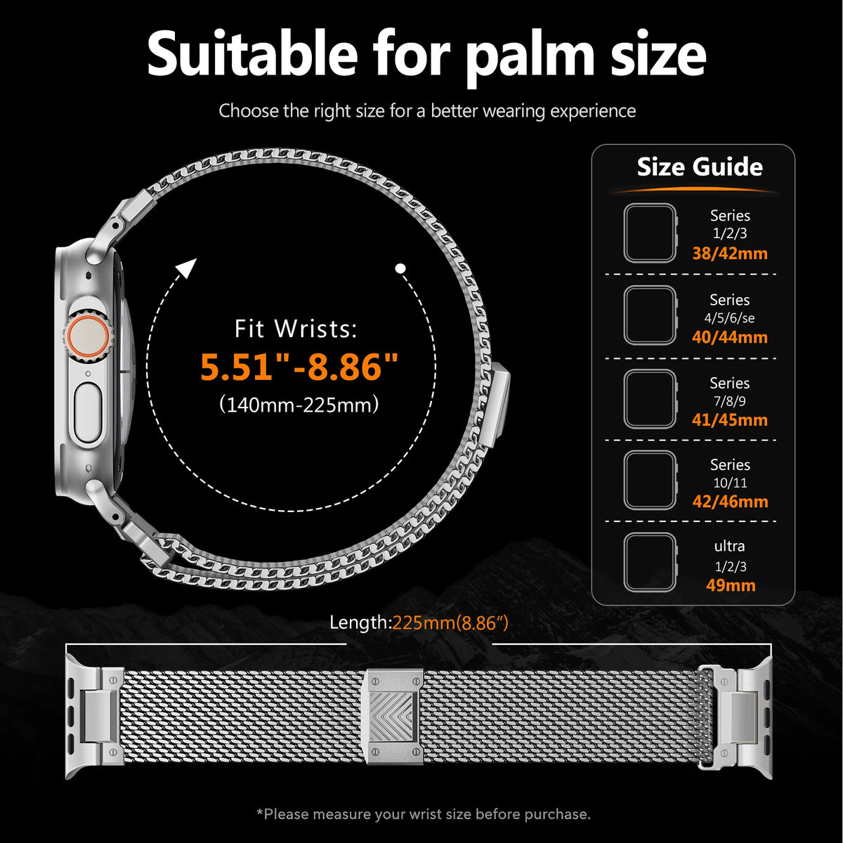 Stainless Steel Mesh Band with Magnetic Buckle for Apple Watch