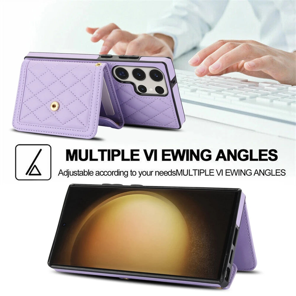 Crossbody Leather Wallet Case with Card Slots & Lanyard for Samsung Galaxy S25 Series