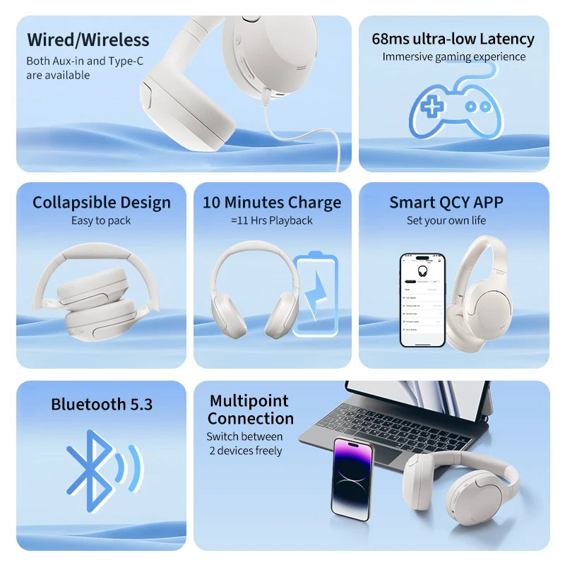 QCY H3 Lite Wireless Over-Ear Headphones