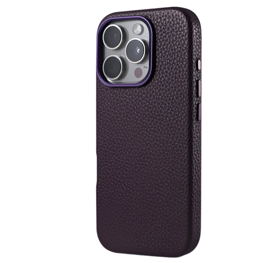 Solid Color Litchi Grain PU Leather MagSafe Case for iPhone 16 Series