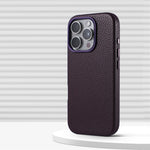 Solid Color Litchi Grain PU Leather MagSafe Case for iPhone 16 Series