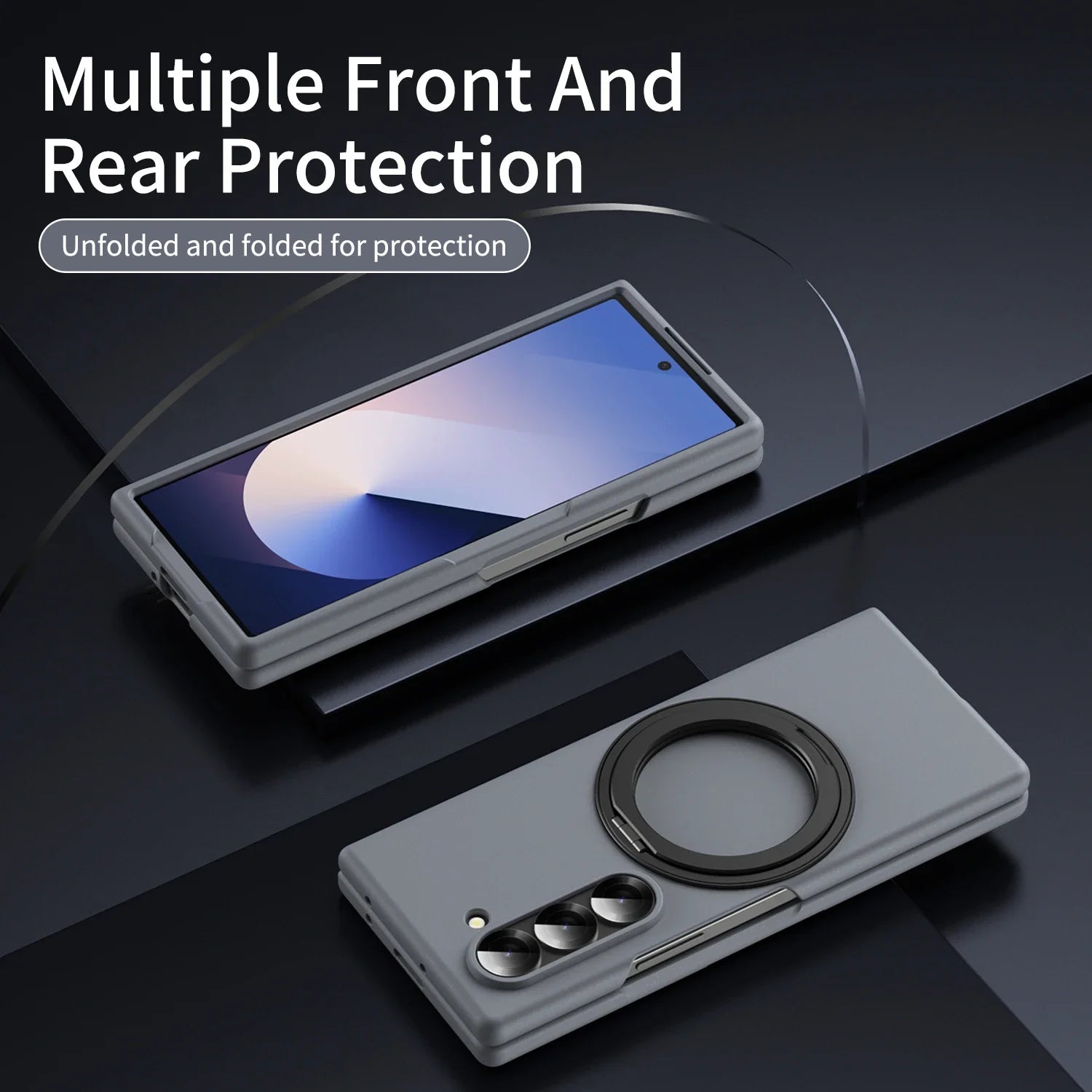 Skin-Feel Ultra Thin Magnetic Case with 360° Ring Kickstand for Samsung Galaxy Z Fold 6