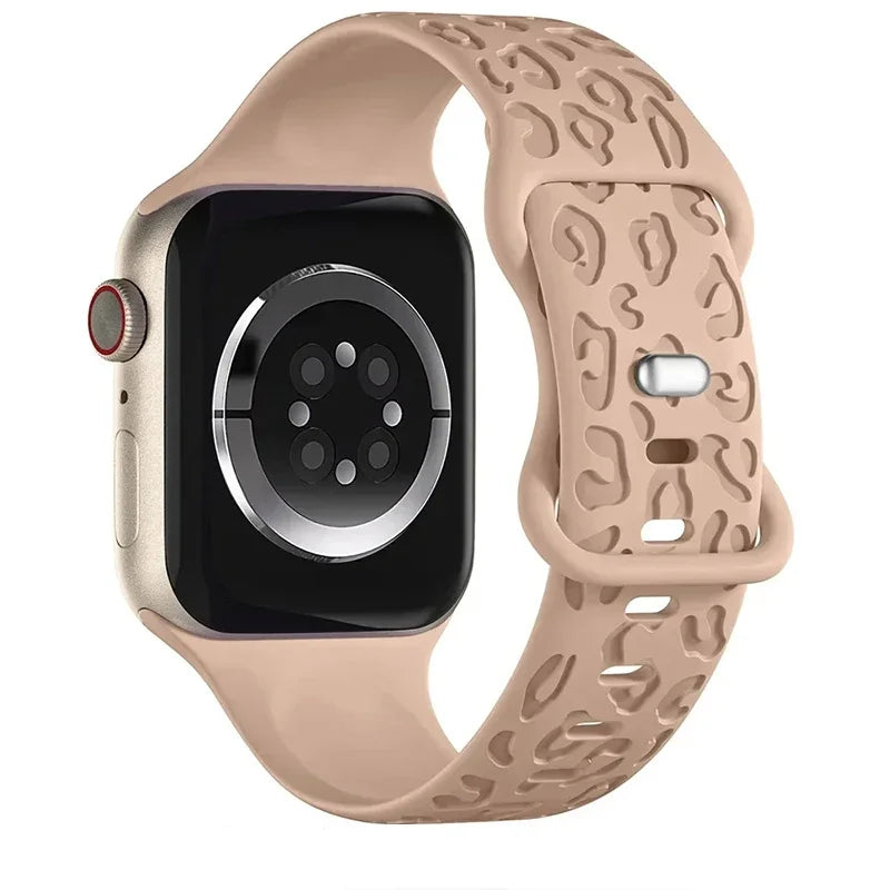 Leopard Pattern Engraved Silicone Sport Band for Apple Watch