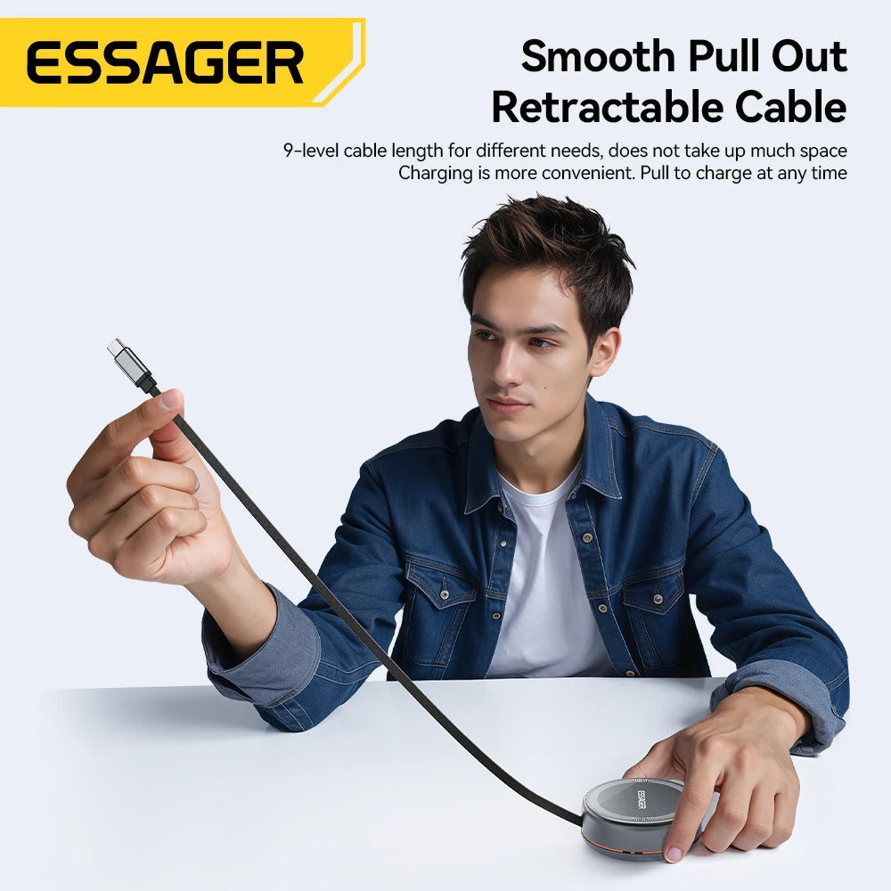 Essager Magnetic Charger with Retractable USB-C Cable