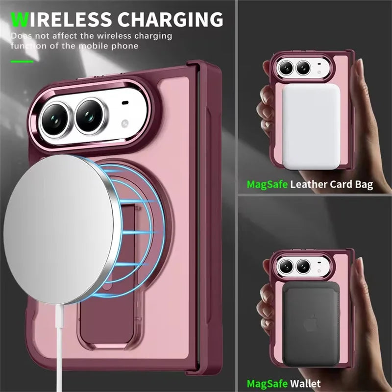 Translucent Kickstand Case with MagSafe Compatibility for iPhone Duo
