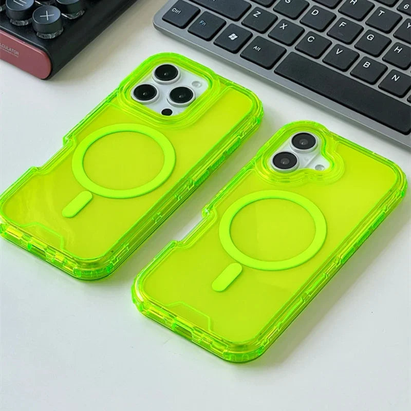 MagSafe Compatible Neon Armor Bumper Case for iPhone 16 Series