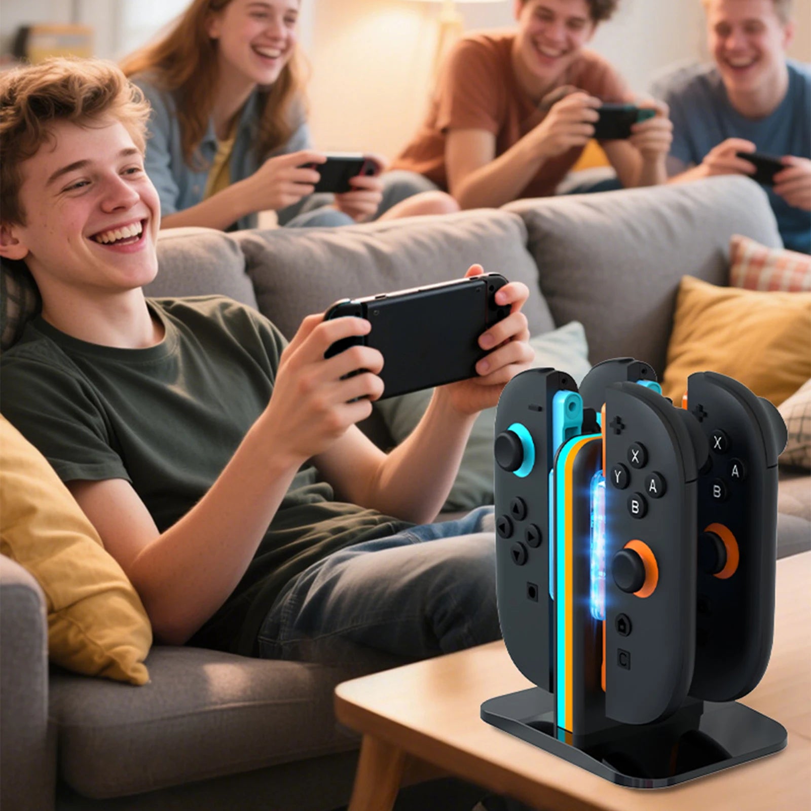 4-Port Magnetic Controller Charging Station for Nintendo Switch 2 Joy-Cons