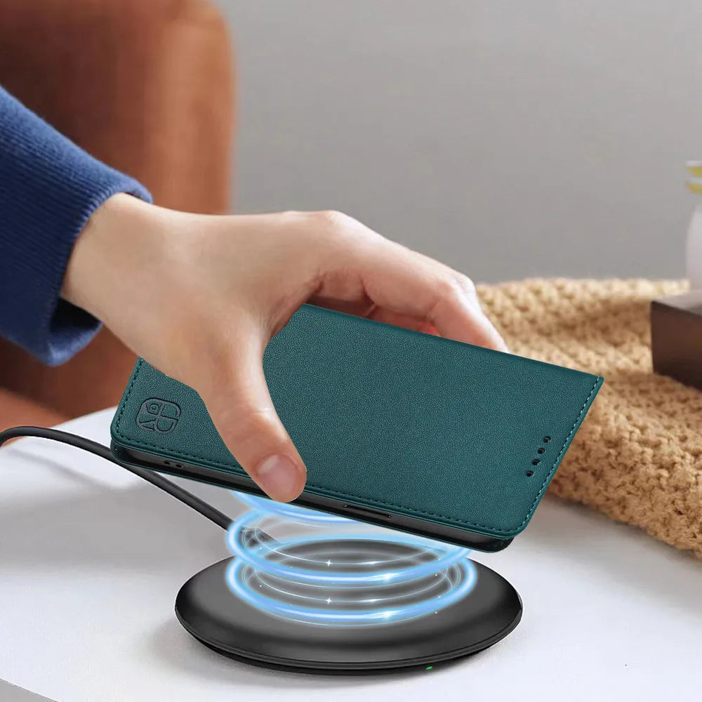 OnePlus 15 RFID-Blocking Leather Flip Wallet Case