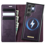 Slim Magnetic Leather Card Wallet Case for Samsung Galaxy S25 Series
