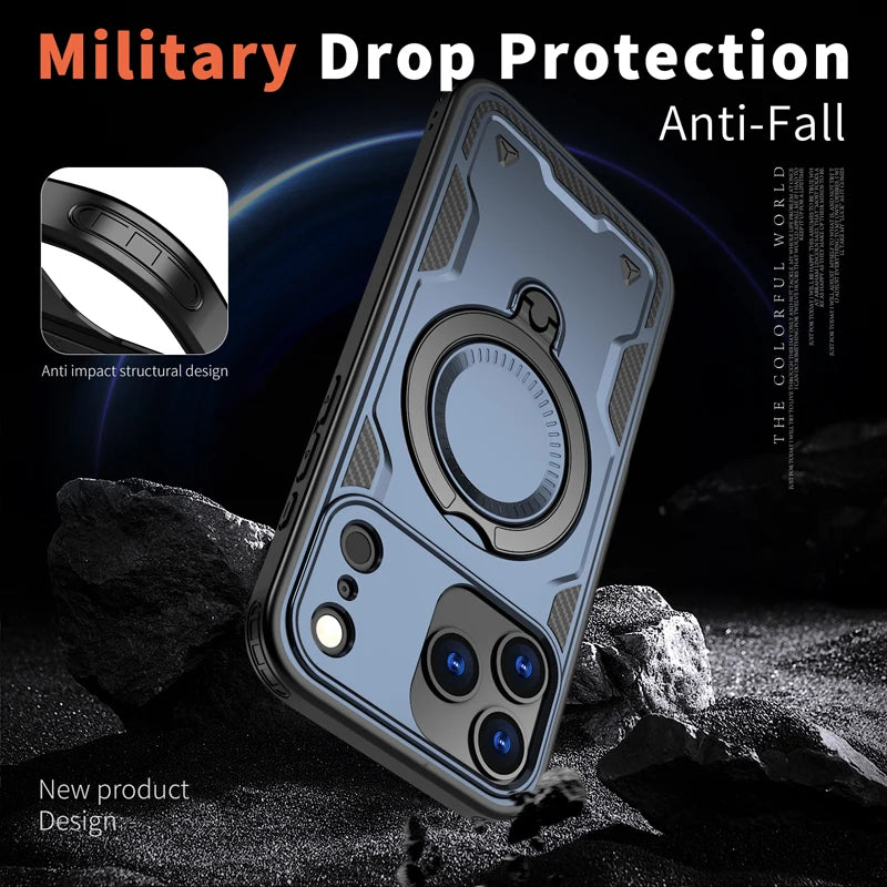 Transparent PC TPU Case with 360° Rotatable Ring Stand for iPhone 18 Series