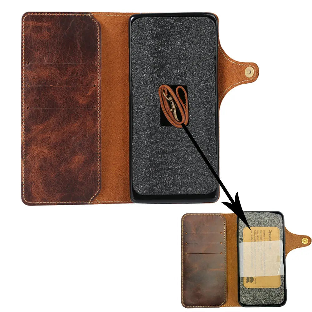 Genuine Leather Book Case Flip Case with Strap for Samsung Galaxy S26 Series