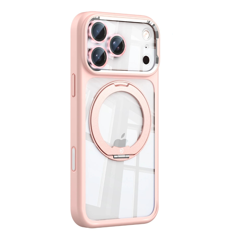 Clear MagSafe Case with Rotating Ring Stand and Removable Camera Protector for iPhone 17 Series