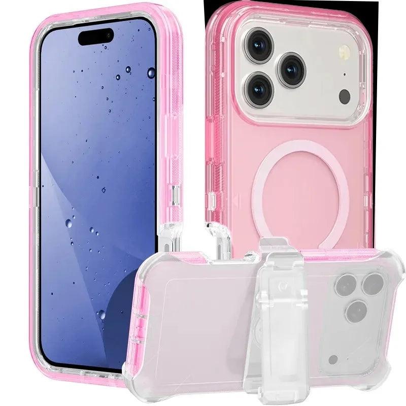 Heavy Duty Clear Protective MagSafe Case with Belt Clip for iPhone 17 Series