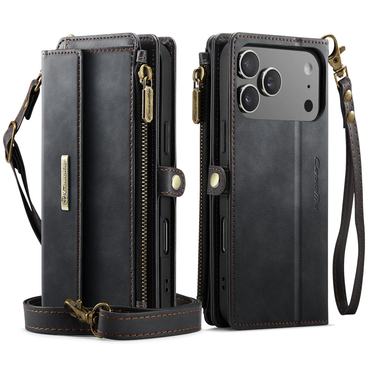 Leather Crossbody Wallet Case with Detachable Wrist Lanyard for iPhone 18 Series