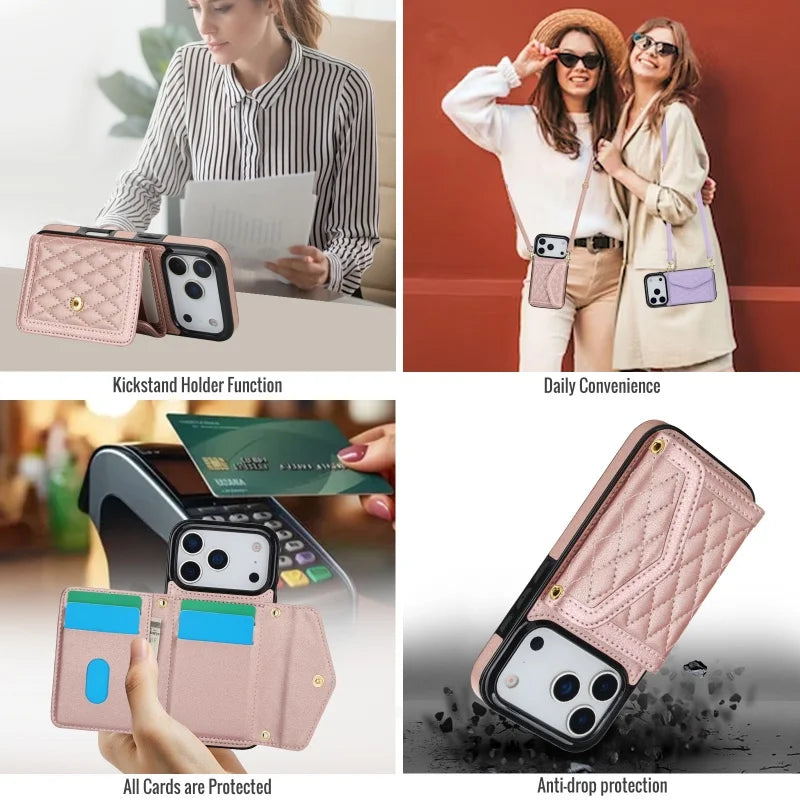 Premium Leather Crossbody Wallet Case for iPhone 17 Series