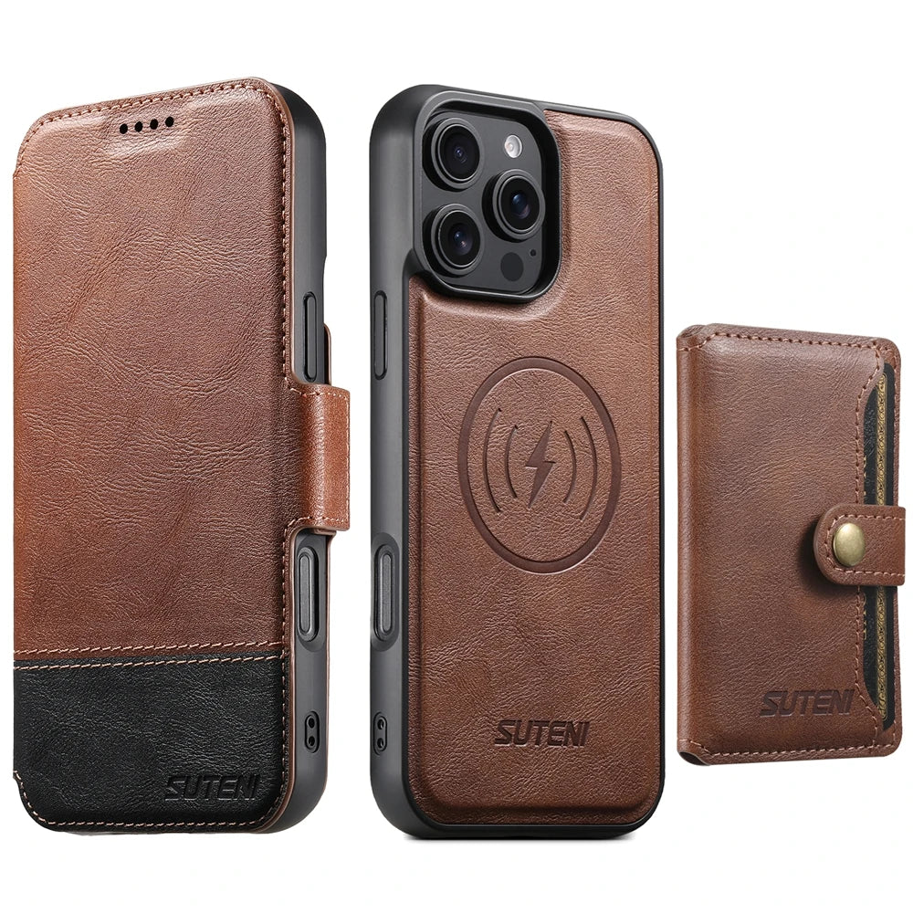 3-in-1 MagSafe Leather Wallet Case with Card Holder for iPhone 15 Series