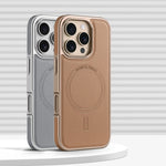 Premium Plating Frame Leather MagSafe Case for iPhone 16 Series