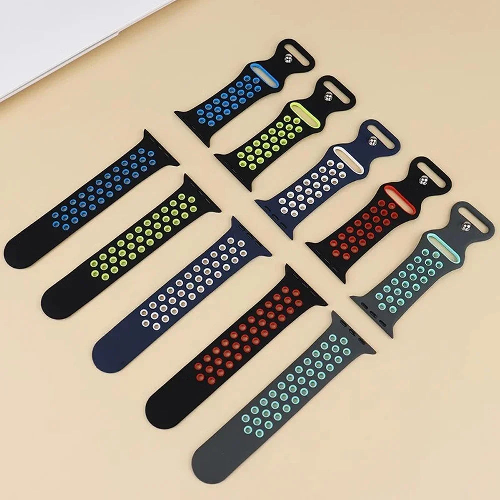 Breathable Silicone Band with Perforated Ventilation for Apple Watch