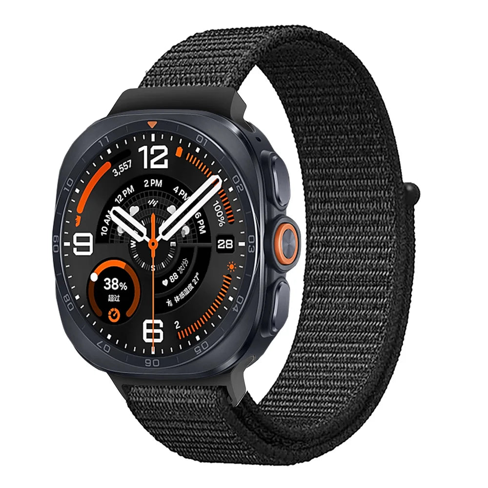 Breathable Nylon Weave Watchband with Hook-and-Loop Closure for Samsung Galaxy Watch Ultra 2