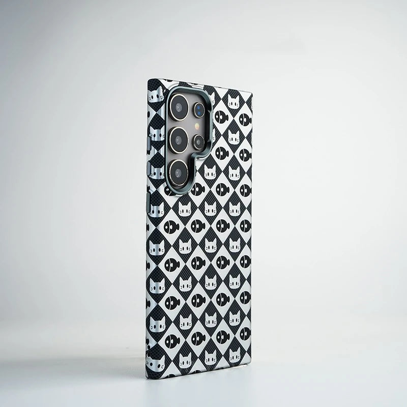 Adorable Cartoon Cat & Fish Magnetic Case for Samsung Galaxy S25 Ultra