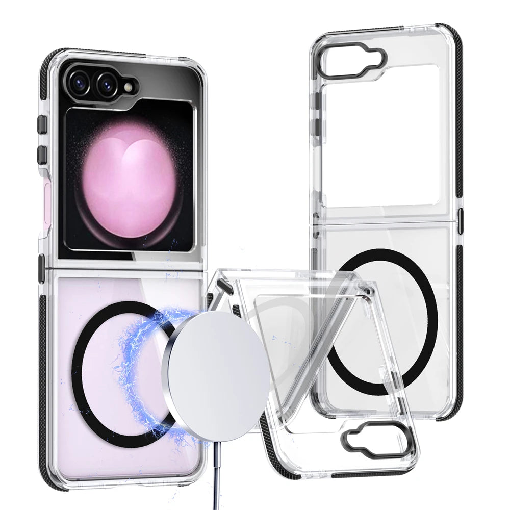 Transparent Magnetic Case with Wireless Charging Attachment Point for Samsung Galaxy Z Flip 5