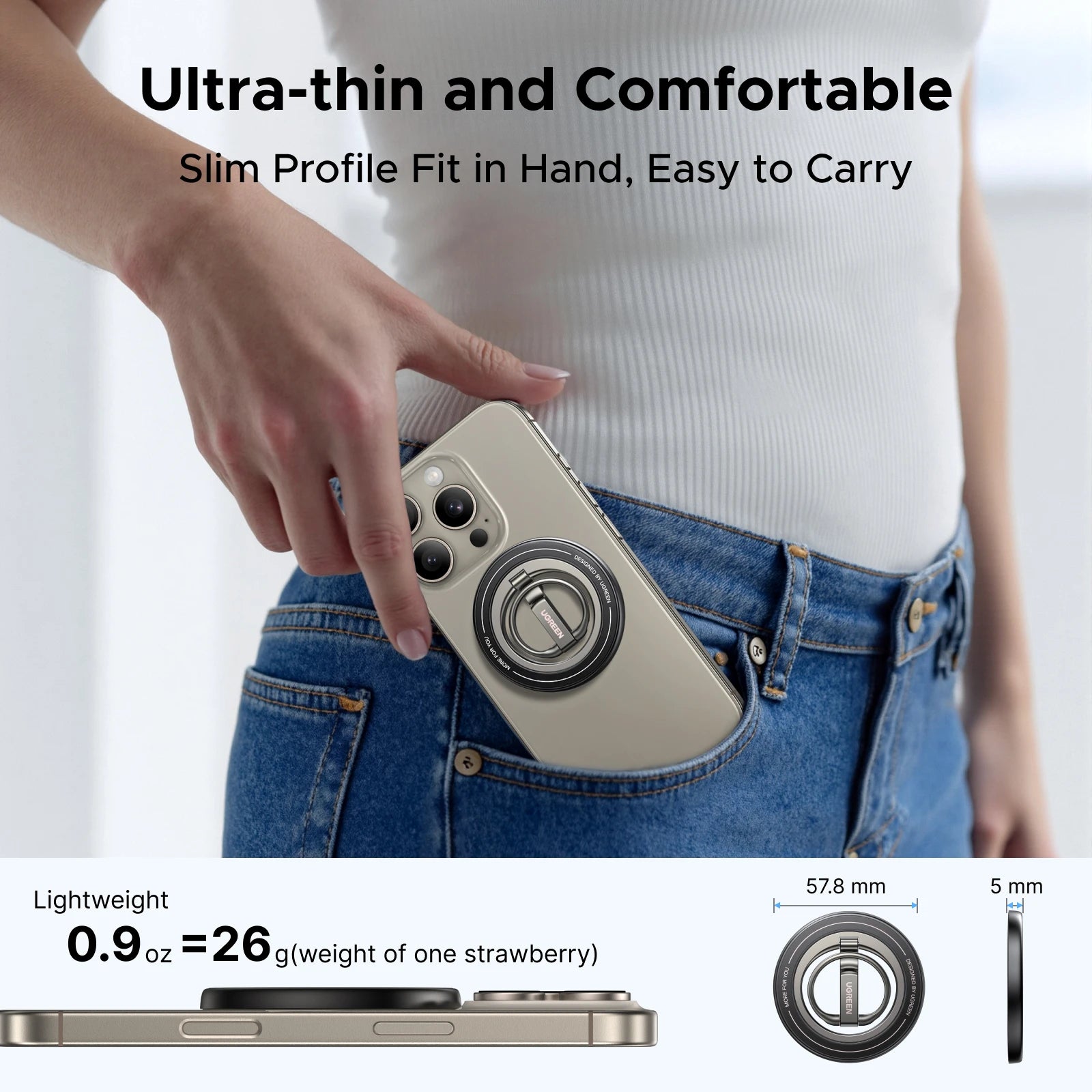 Double-Sided Magnetic MagSafe Ring Holder With 360° Rotation