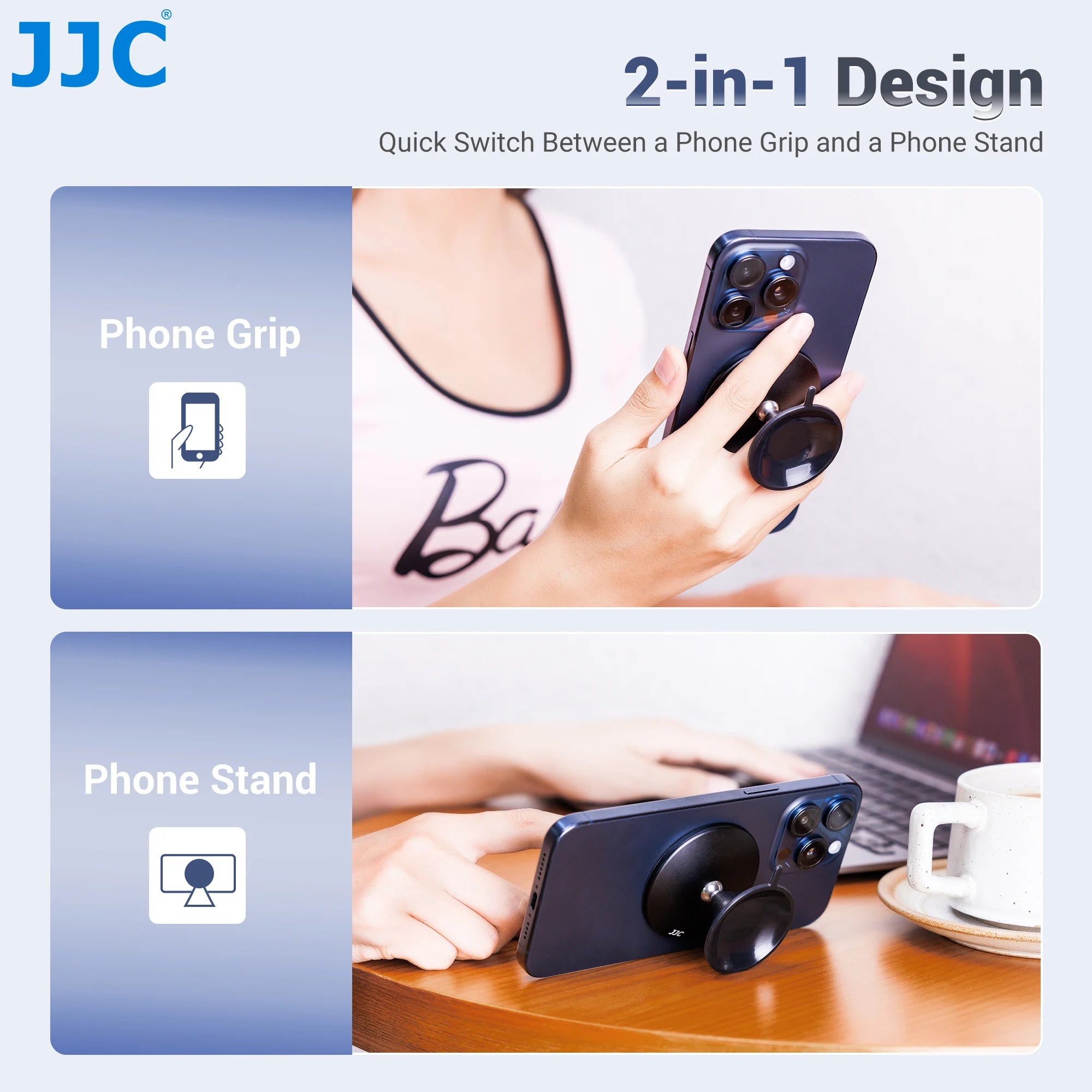 JC Upgraded Magnetic Suction Phone Mount with Sticky Grip Stand for MagSafe