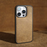 Retro Crazy Horse Genuine Leather Case for iPhone 16 Series