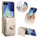 Samsung Z Flip 7 Shockproof Leather Case with Card Slots and Mirror
