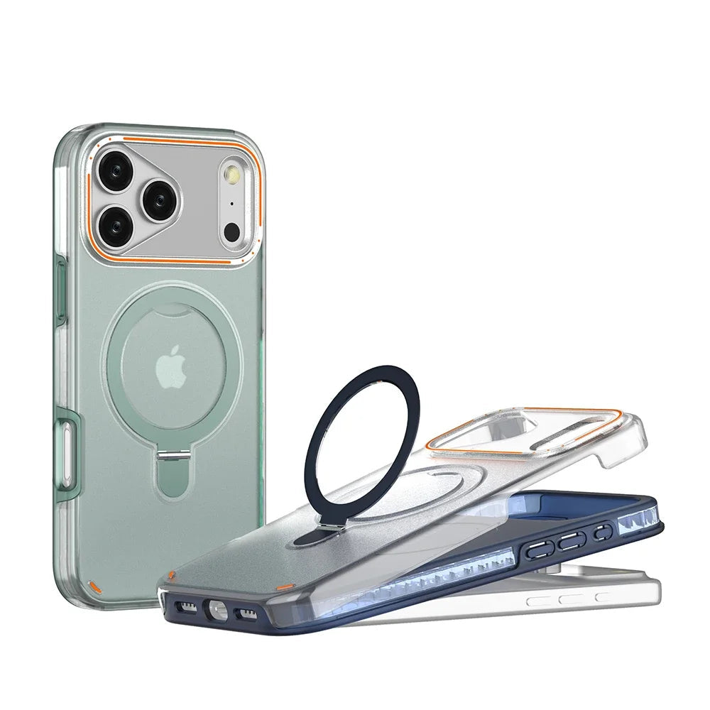 Multifunction MagSafe Matte Phone Case with Ring Stand for iPhone 17 Series