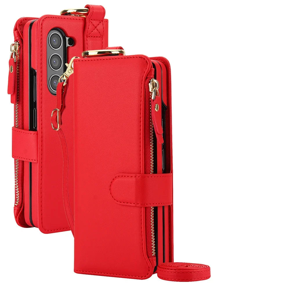 Samsung Galaxy Z Fold 7 Crossbody Wallet Case with Card Slots & Ring