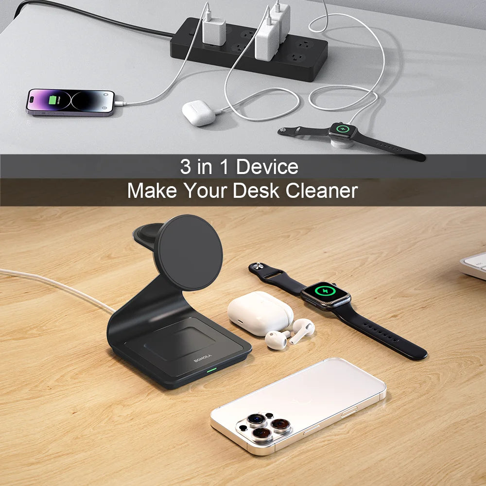 Bonola 3-in-1 Fast Wireless Charger Stand