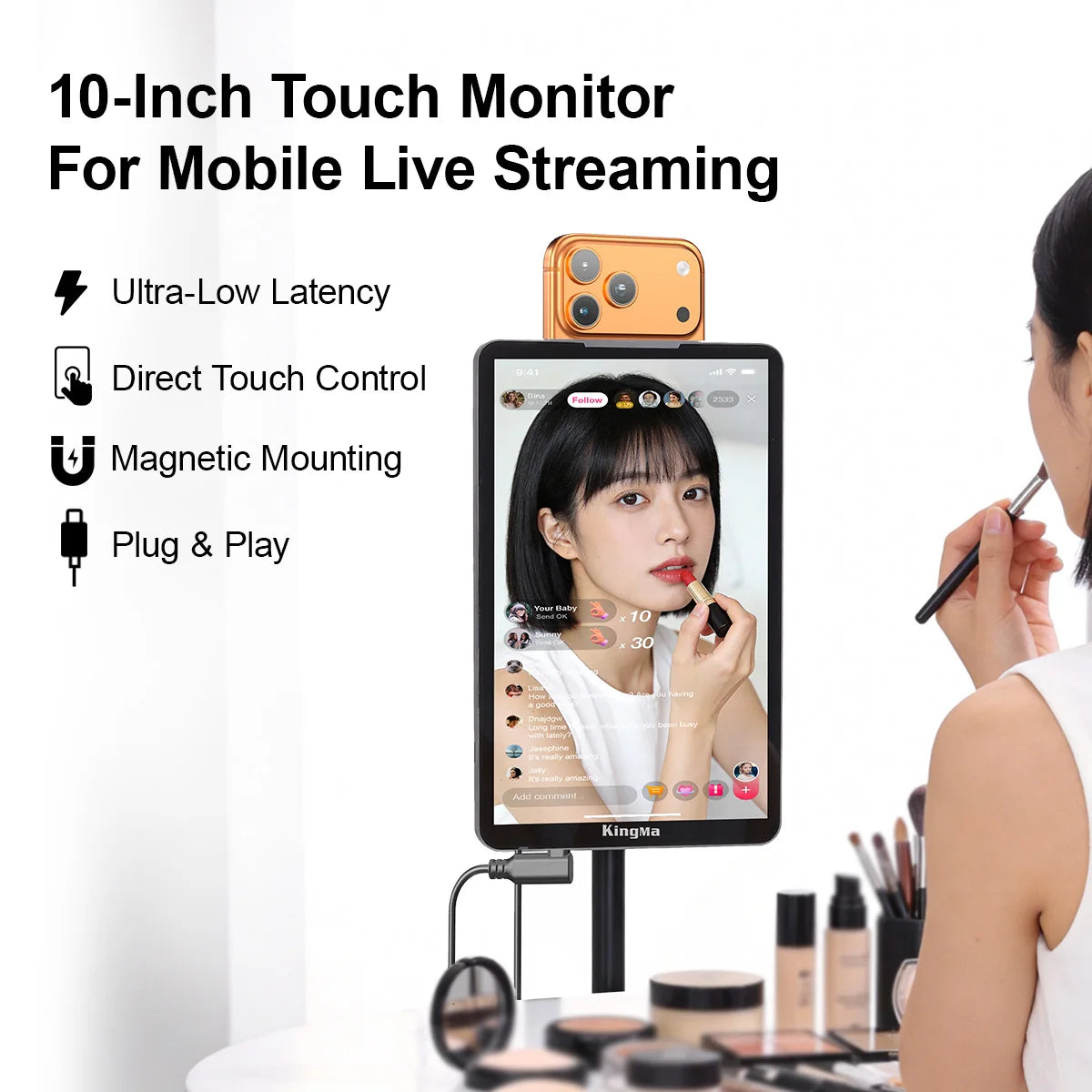 KingMa 10-Inch Live Stream Touch Monitor