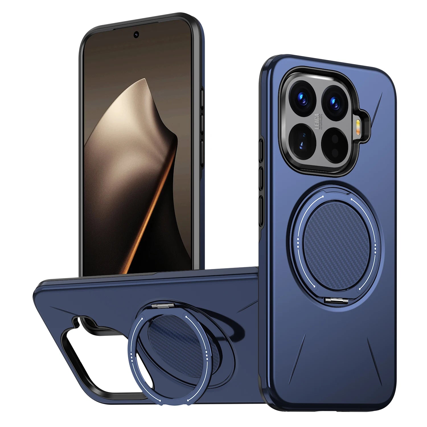 Heavy-Duty TPU and Hard PC Case with Ring Holder for Xiaomi 15T / 15T Pro