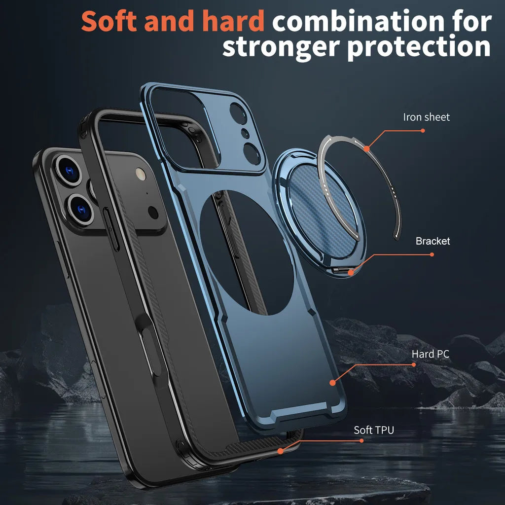 Shockproof MagSafe Case with Rotating Kickstand for iPhone 17 Series