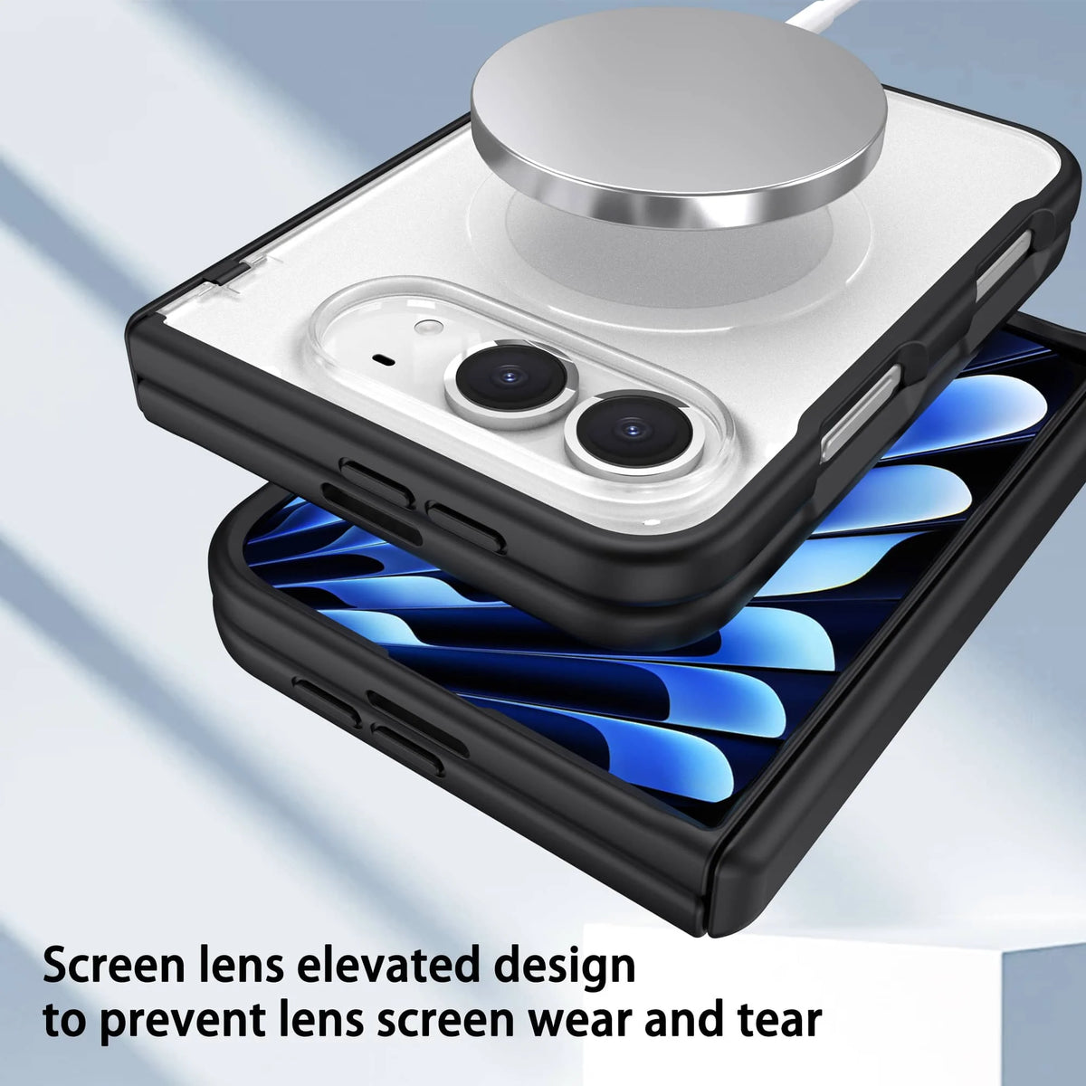 Shockproof Foldable Case with Built-in Tempered Glass Screen Protector for iPhone Duo