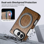 Crocodile-Pattern Leather MagSafe Case with 360° Rotating Ring Stand for iPhone Duo