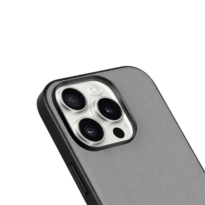 Skin-Friendly Plain Leather + TPU Case for iPhone 16 Series