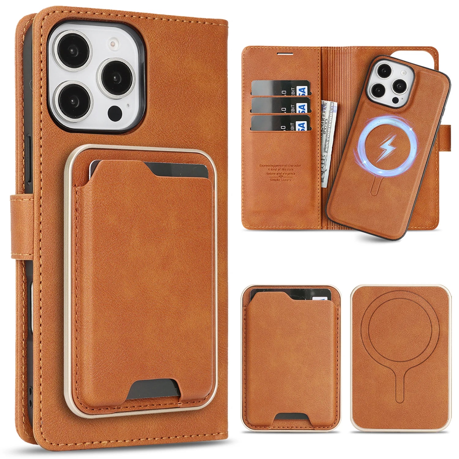 3-in-1 Detachable MagSafe Wallet Leather Case for iPhone 16 Series