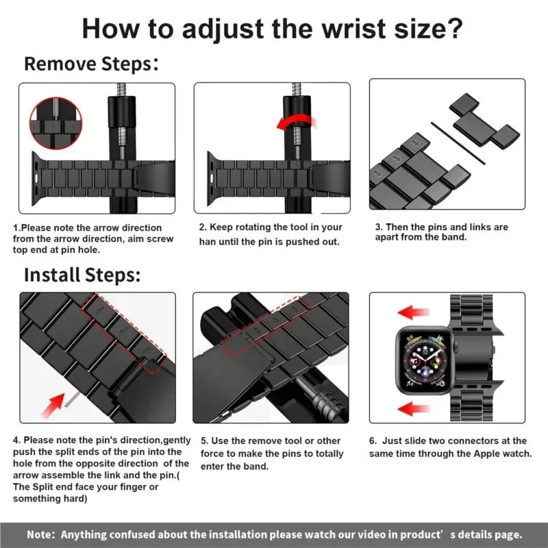 Premium Classic Stainless Steel Metal Strap for Apple Watch