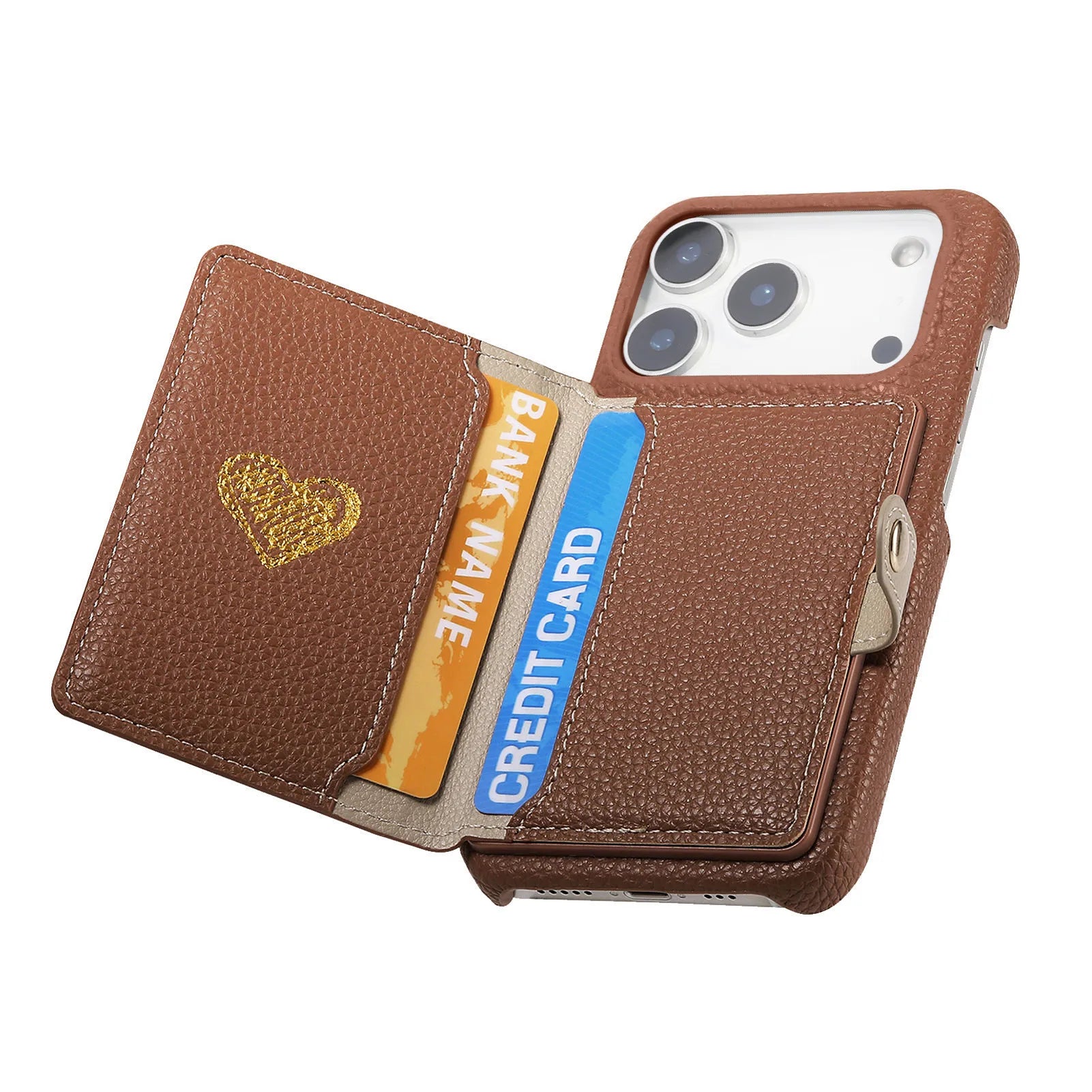 Retro Lychee Pattern Leather Wallet Case with Vertical Card Slot for iPhone 17 Series