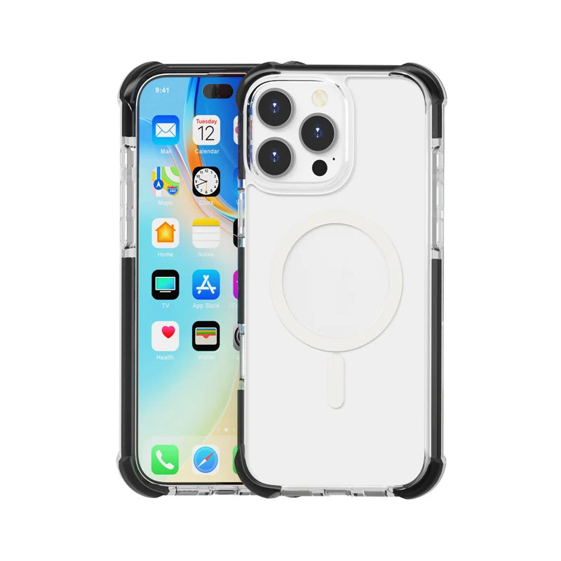 Transparent MagSafe Case with Clear Acrylic Bumper for iPhone 16 Series