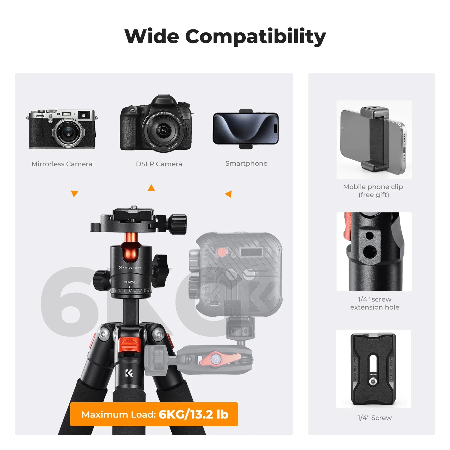 K&F Concept 21.6" Mini Desk Tripod with Ball Head