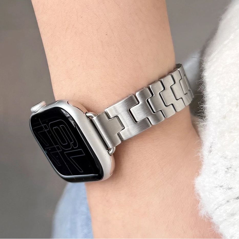 Stainless Steel Slim Band with Butterfly Clasp for Apple Watch