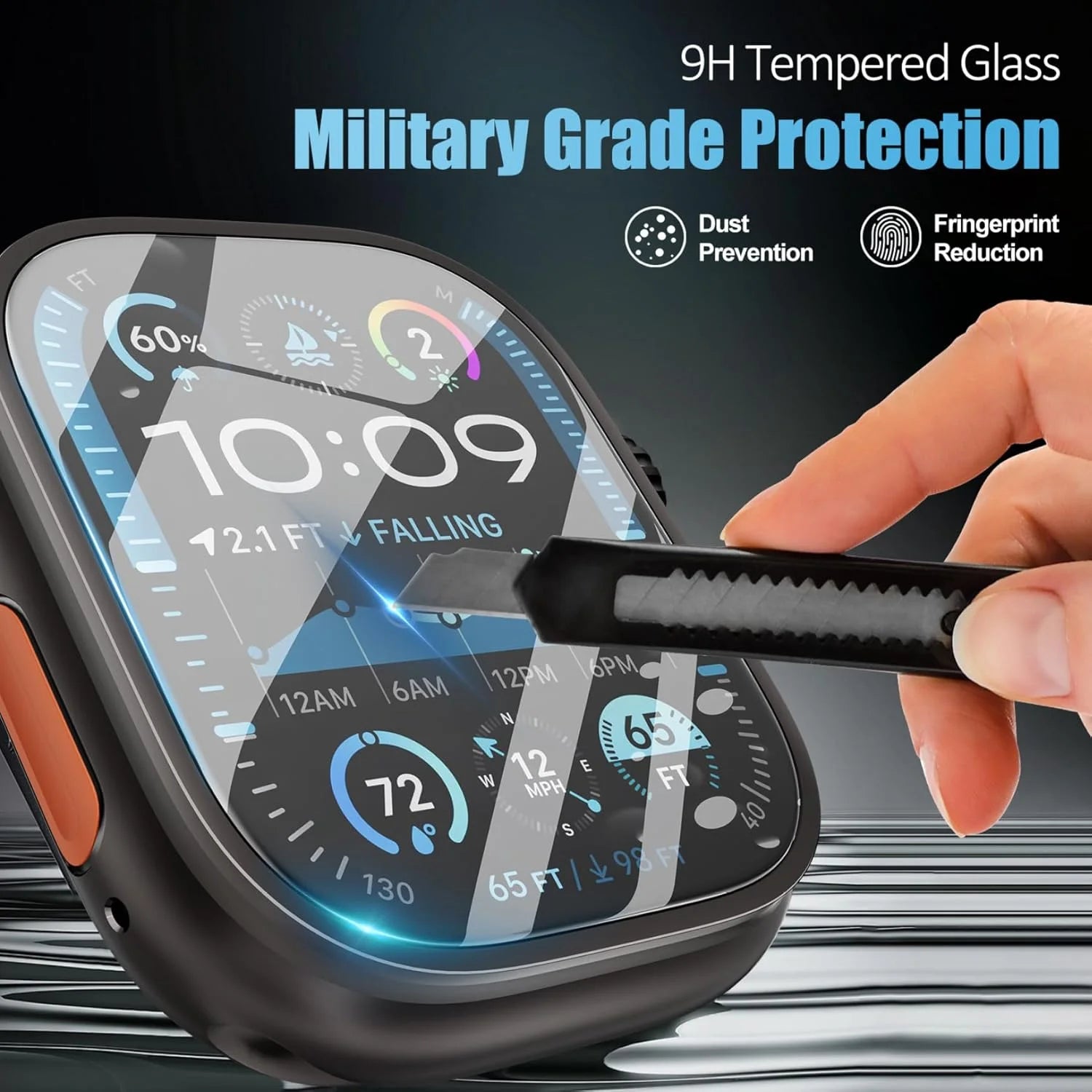 Full Film Tempered Glass Screen Protector with Auto-Alignment for Apple Watch Ultra